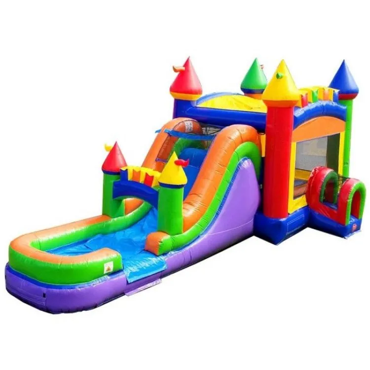 inflatable-bounce-house-water-slide-mega-rainbow-combo